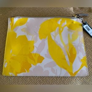NWT Banana Republic double pockets yellow flowers snake skin patterns clutch